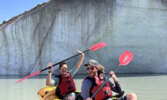 St Elias Alpine Guides Packrafting with icebergs in Kennicott Glacier Lake